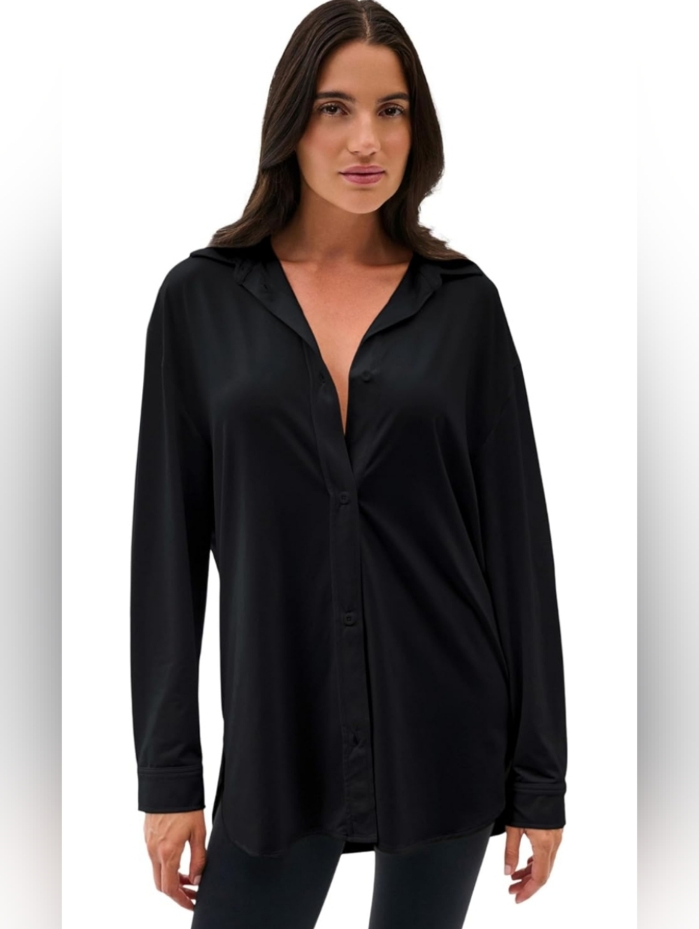 Splits59 Kate Airweight Lite Button Down Shirt - Black NWT